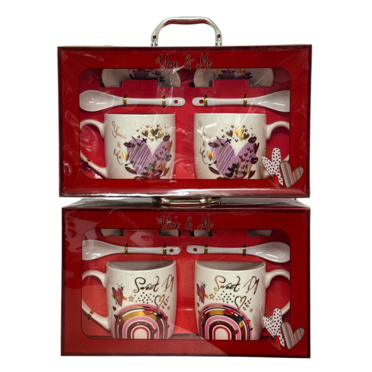 Set cadou 2 căni cu capac și linguriță You&Me