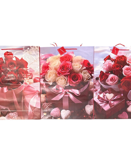 Pungă cadou cu flori 12/set 55x40cm