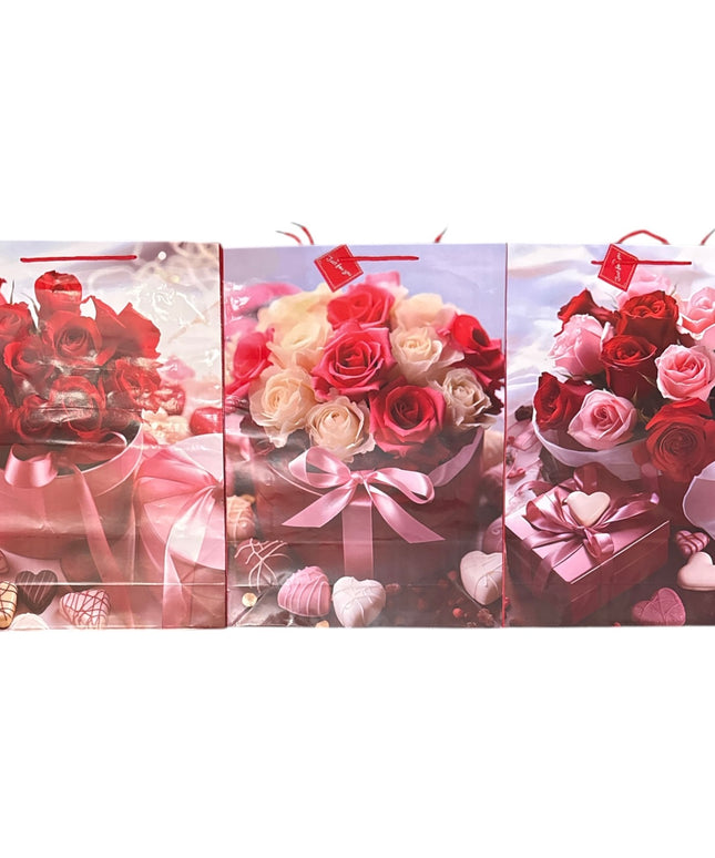 Pungă cadou cu flori 12/set 55x40cm