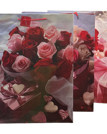 Pungă cadou cu flori 12/set 55x40cm