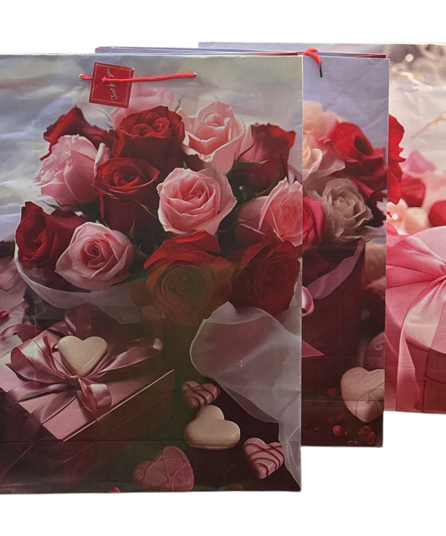 Pungă cadou cu flori 12/set 55x40cm