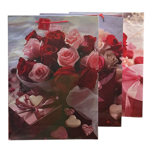 Pungă cadou cu flori 12/set 55x40cm