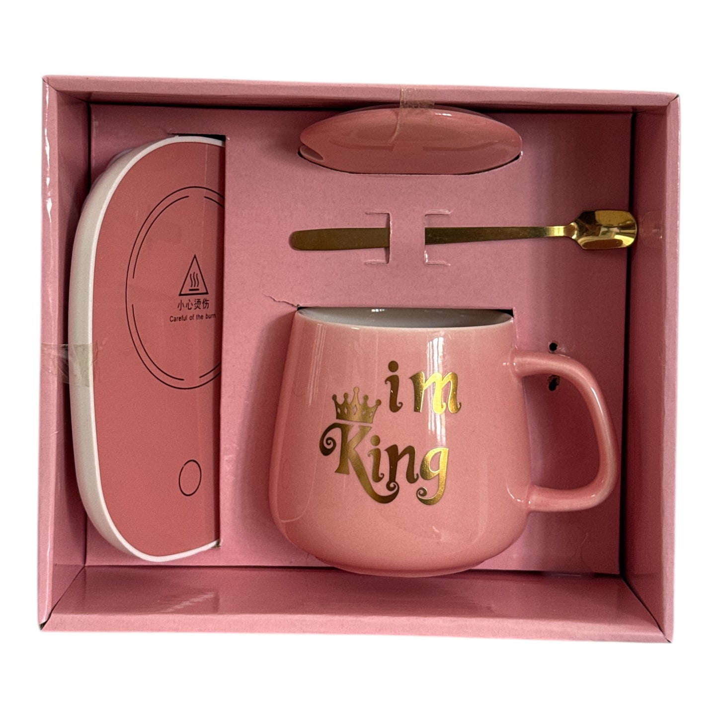 Set cadou cană King cu capac , linguriță și încălzitor 901-35