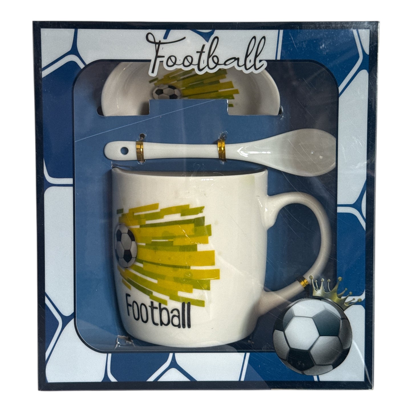 Set cadou Football cană cu capac și linguriță