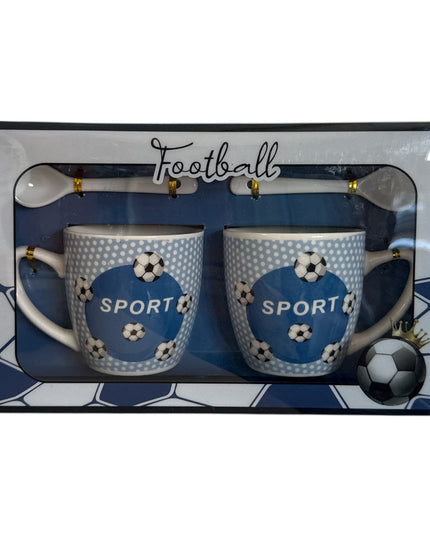 Set cadou 2 căni cu linguriță Football AT1808