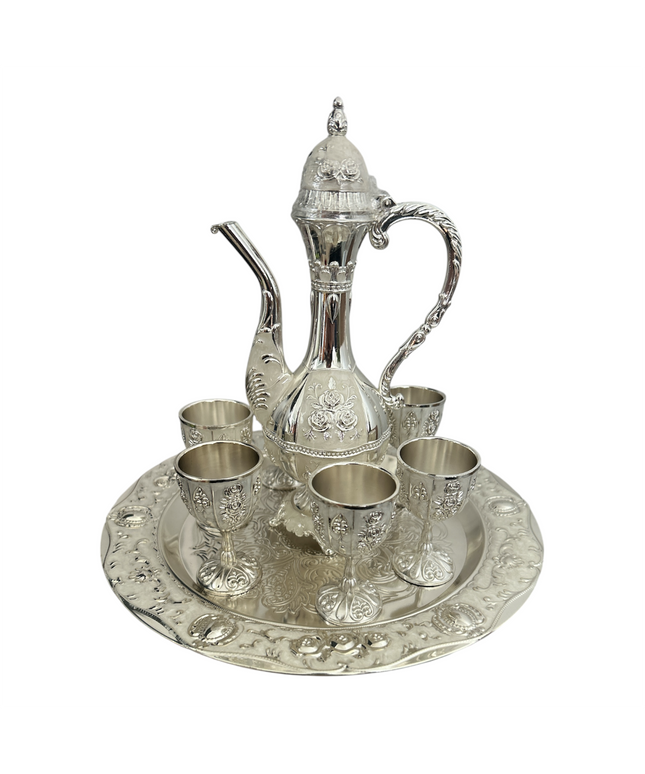 Set Tavă cu carafă + 6 pahare Alpaca