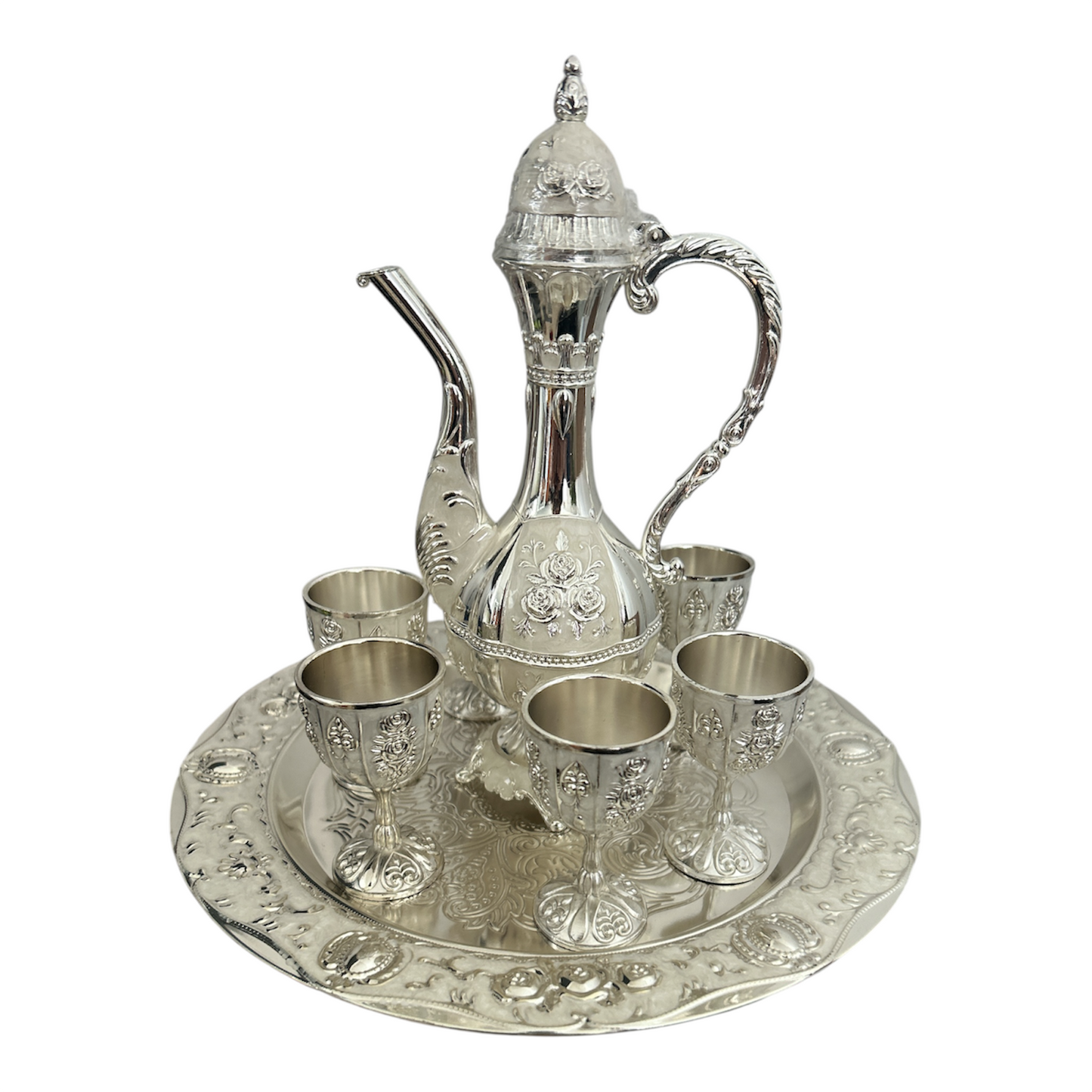 Set Tavă cu carafă + 6 pahare Alpaca