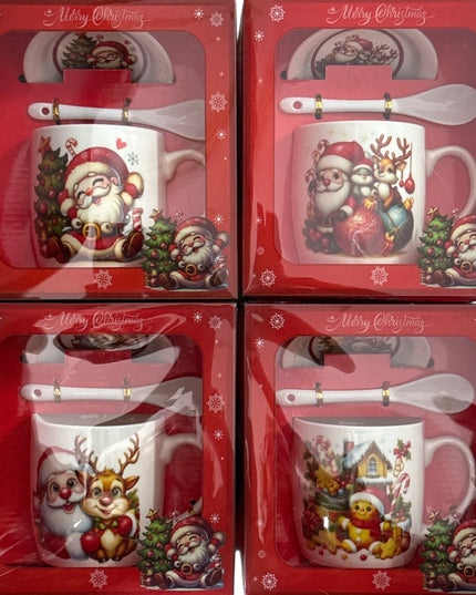 Set cadou Crăciun cană cu capac și linguriță JR73