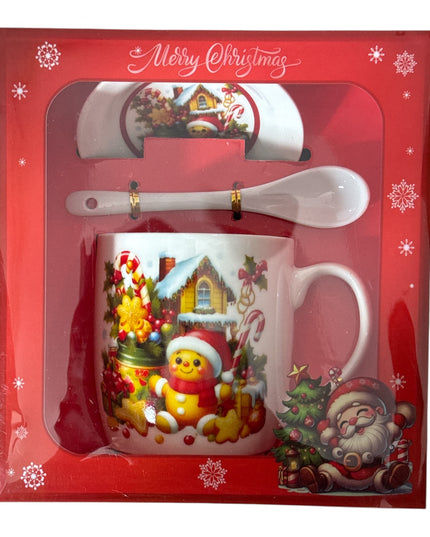 Set cadou Crăciun cană cu capac și linguriță JR73