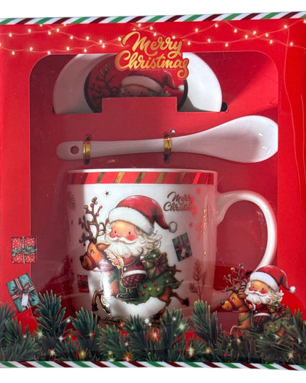 Set cadou Crăciun cană cu capac și linguriță HK2334B