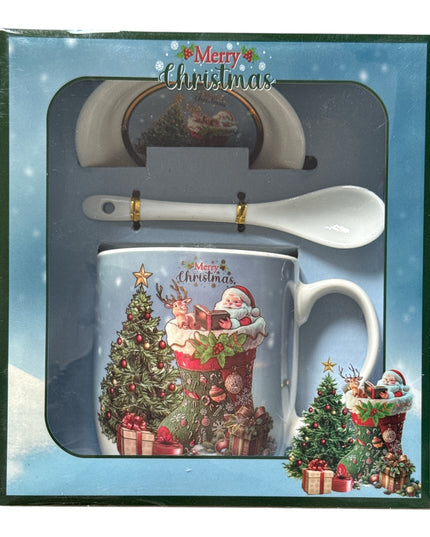 Set cadou Crăciun cană cu capac și linguriță HK2381B
