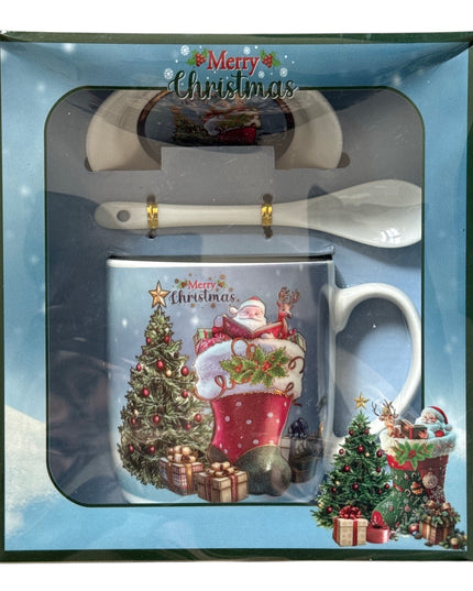 Set cadou Crăciun cană cu capac și linguriță HK2381B