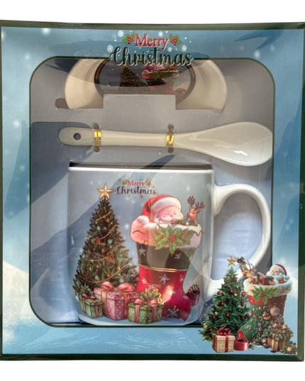 Set cadou Crăciun cană cu capac și linguriță HK2381B