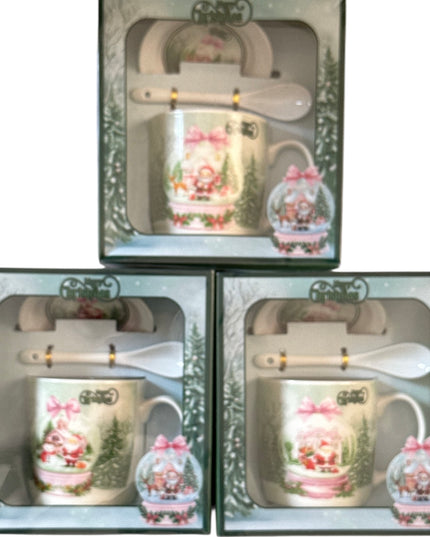 Set cadou Crăciun cană cu capac și linguriță HK2347B