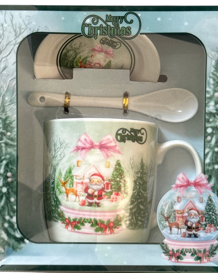 Set cadou Crăciun cană cu capac și linguriță HK2347B