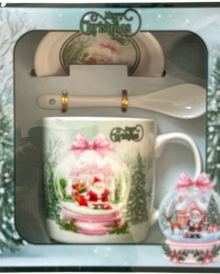 Set cadou Crăciun cană cu capac și linguriță HK2347B