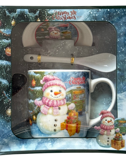 Set cadou Crăciun cană cu capac și linguriță HK2336B