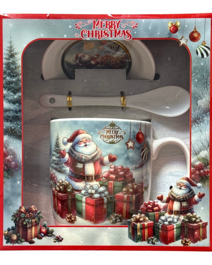 Set cadou Crăciun cană cu capac și linguriță HK2335B