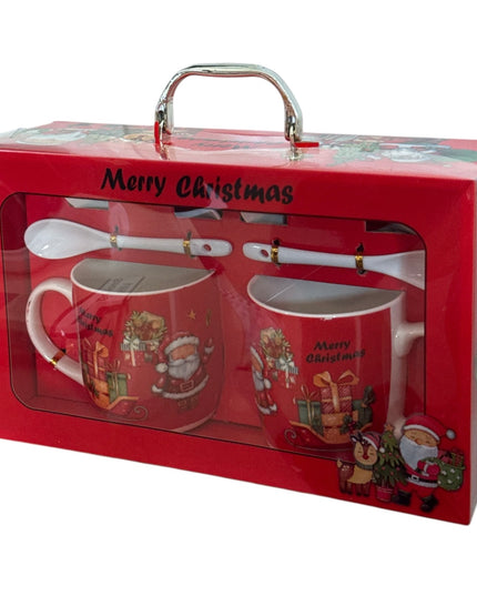 Set cadou Crăciun 2 căni cu capac și linguriță HK2007