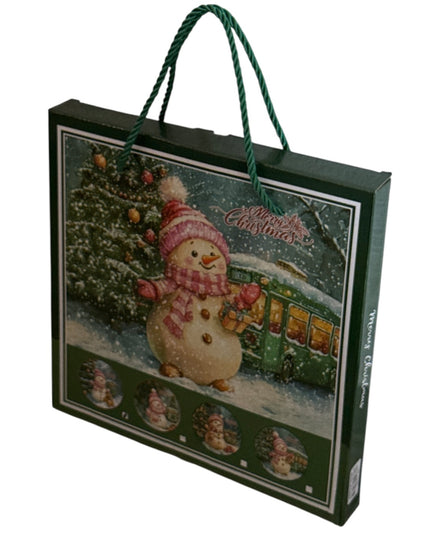 Set cadou Crăciun – farfurie decorativă + pungă cadou