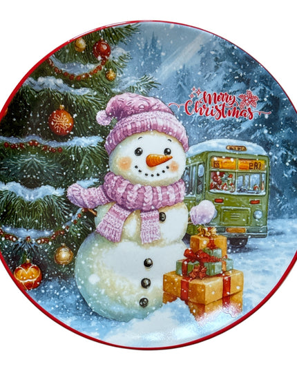 Set cadou Crăciun – farfurie decorativă + pungă cadou