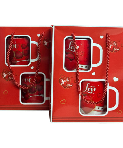 Set cadou 2 căni cu lingurițe Love