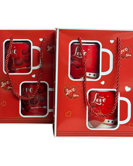 Set cadou 2 căni cu lingurițe Love