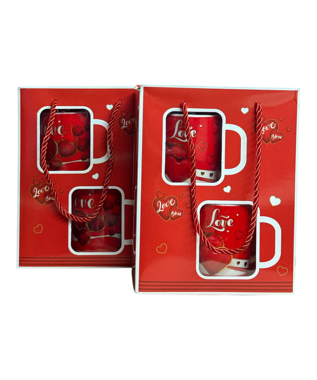 Set cadou 2 căni cu lingurițe Love