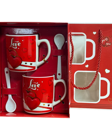 Set cadou 2 căni cu lingurițe Love