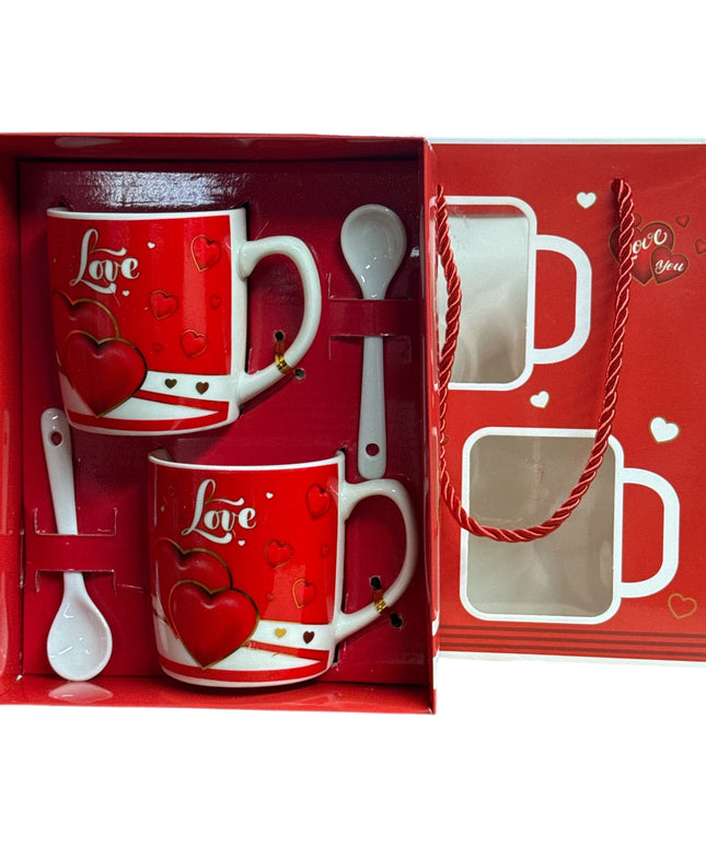 Set cadou 2 căni cu lingurițe Love