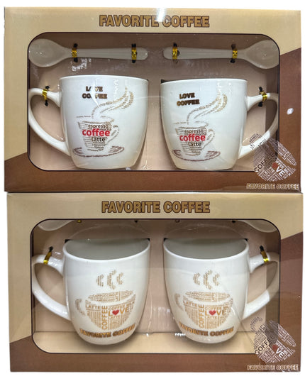 Set cadou Coffee 2 căni cu capac și linguriță