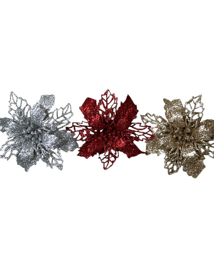 Ornament Floare Crăciun 3/set 11cm