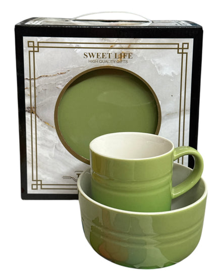 Set cadou 3 Piese din Ceramică – Sweet Life – Farfurie, Bol și Cană