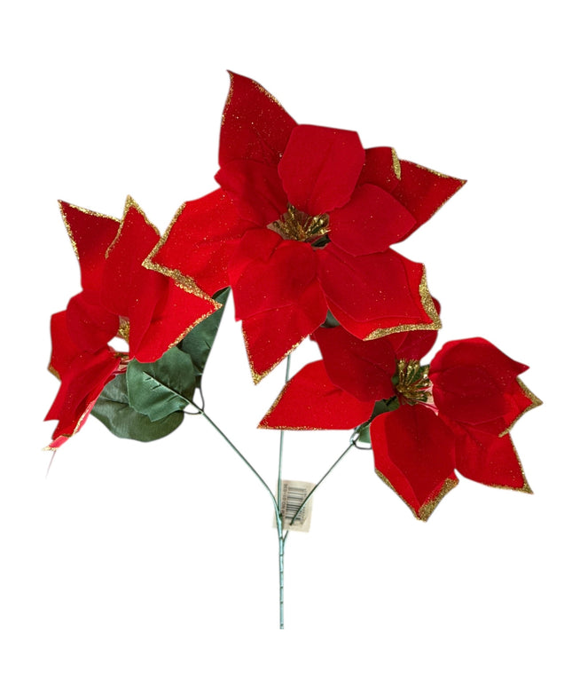 Floare Crăciun sclipici 3 capete 60cm