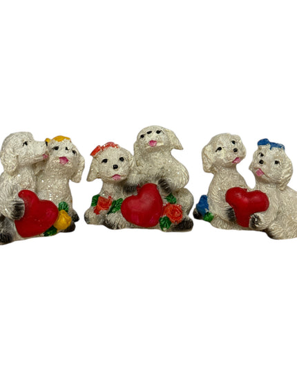 Căței albi cu inimă 4/set. 4cm