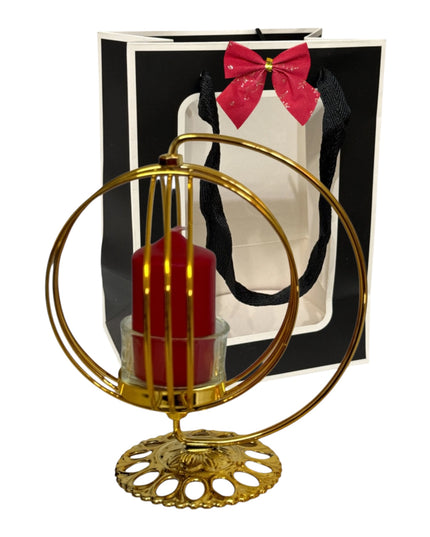 Suport lumânare glob metalic cu ambalaj cadou, 912-9 17x15cm