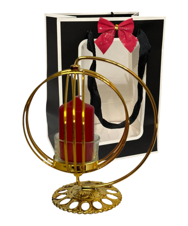 Suport lumânare glob metalic cu ambalaj cadou, 912-9 17x15cm