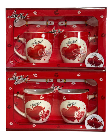 Set cadou 2 căni cu linguriță Inimă AT965