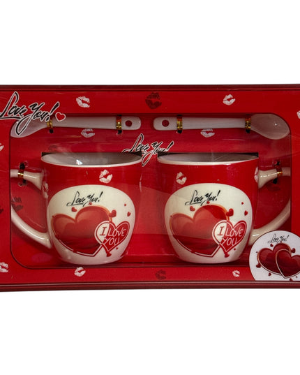 Set cadou 2 căni cu linguriță Inimă AT965