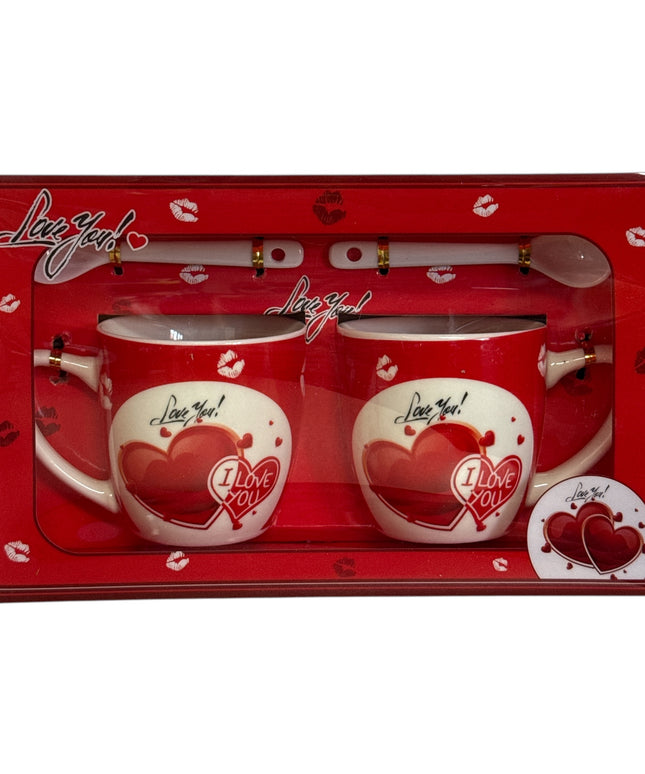 Set cadou 2 căni cu linguriță Inimă AT965