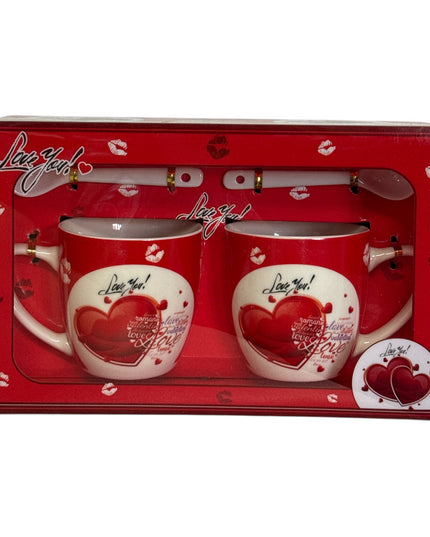 Set cadou 2 căni cu linguriță Inimă AT965
