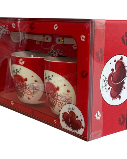 Set cadou 2 căni cu linguriță Inimă AT965