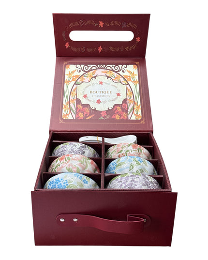 Set cadou 6 boluri Boutique din ceramică cu lingurițe cod1113-6