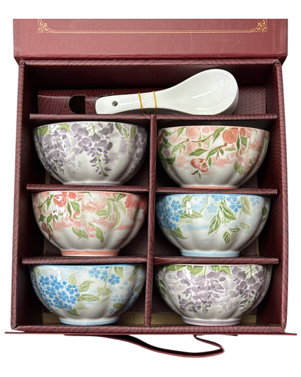 Set cadou 6 boluri Boutique din ceramică cu lingurițe cod1113-6