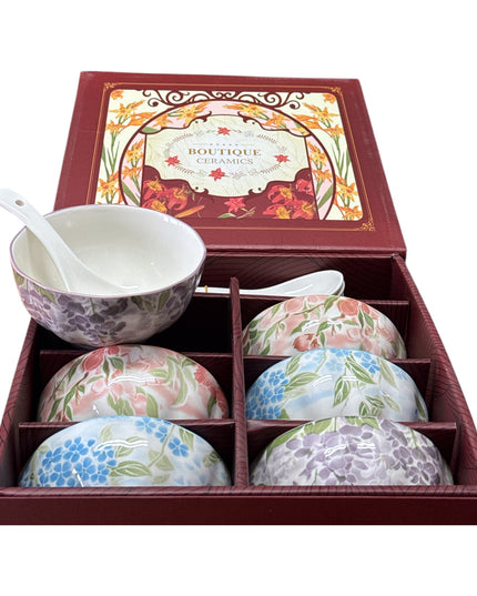Set cadou 6 boluri Boutique din ceramică cu lingurițe cod1113-6