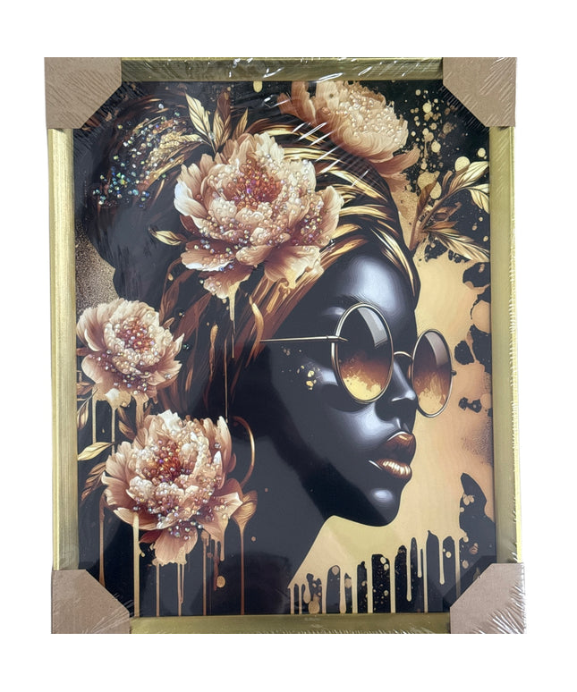 Tablou cristale 3D Portret Glam cu ramă aurie 40×50cm cod1115-2