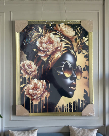 Tablou cristale 3D Portret Glam cu ramă aurie 40×50cm cod1115-2