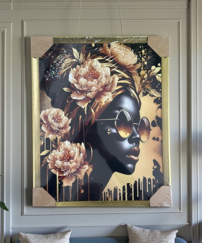 Tablou cristale 3D Portret Glam cu ramă aurie 40×50cm cod1115-2