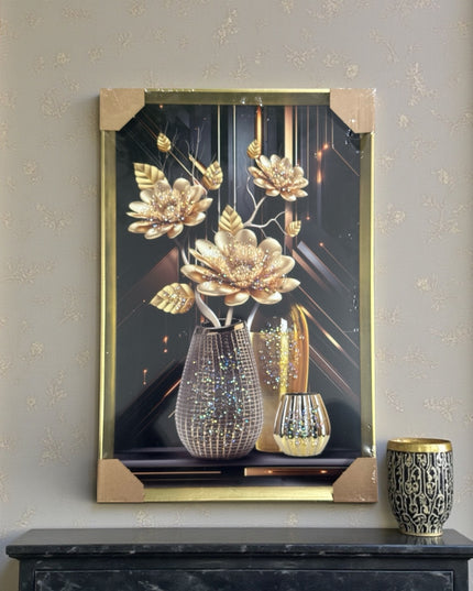 Tablou cristale 3D Vaze Glam cu ramă aurie 60x40cm cod1115-3
