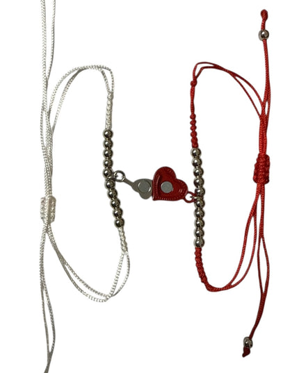 Set brățări Duo Inimă magnetică și șnur reglabil, Cod 1110-3